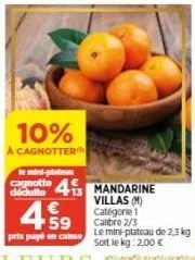 10%  à cagnotter  459  €  prix payé en case  le mini-plateau  notte 4 mandarine  dédulto  villas (m) catégorie 1 callbre 2/3 