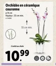 orchidée en céramique  couronne  a 14 cm hauteur: 55 cm min 14180  55 cm min.  l'unité au choix  10.⁹⁹  