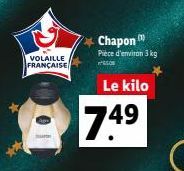 VOLAILLE FRANÇAISE  Chapon  Pièce d'environ 3 kg  SOS  