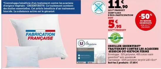 *l'enveloppe bénéficie d'un traitement contre les acariens d'origine végétale: greenfirst®. ce traitement contient des huiles essentielles. cet article bénéficie d'un traitement biocide. la substance 