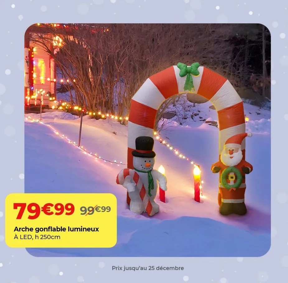 79€99 99€99  arche gonflable lumineux à led, h 250cm  prix jusqu'au 25 décembre  