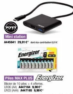 mini station  a445641 29,91 € dont éco-contribution 0,01€  energizer 