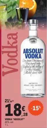 vodka  absolut vodka  ce se crafted you the villany albus dunden solidne 179  21.0"  18€  ,28  vodka "absolut" 40% vol. 1l  imported lc/volp  14  -15% 