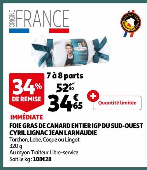 FOIE GRAS DE CANARD ENTIER IGP DU SUD-OUEST CYRIL LIGNAC JEAN LARNAUDIE