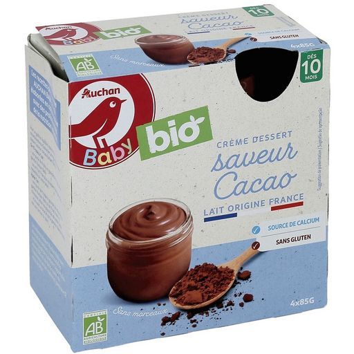 GOURDES CRÈME DESSERT SAVEUR CACAO AUCHAN BABY BIO