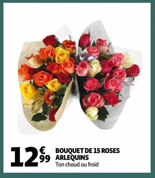 bouquet de 15 roses arlequins