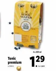 tonic water indian  4x200ml  tonic  premium 1.29 