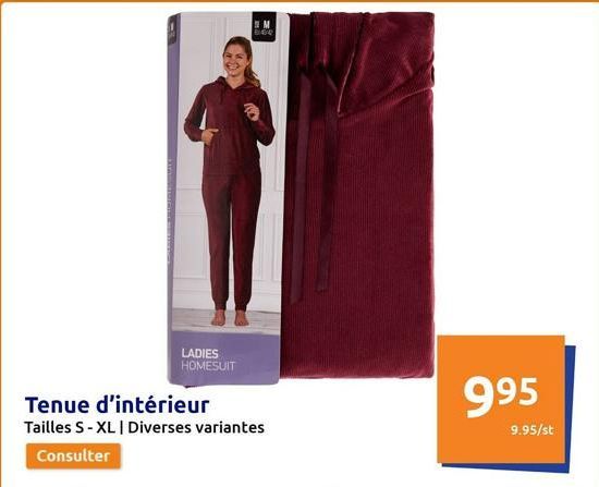 LADIES HOMESUIT  M 8404  Tenue d'intérieur  Tailles S-XL | Diverses variantes  Consulter  995  9.95/st  