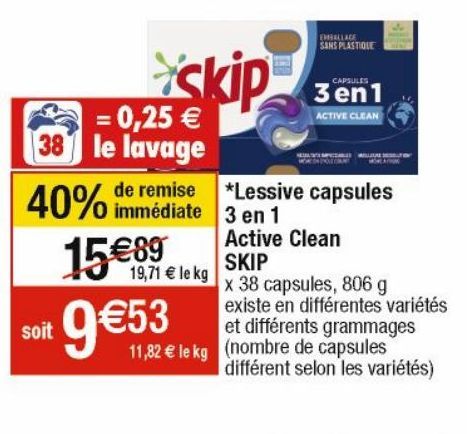 lessive en capsules Skip