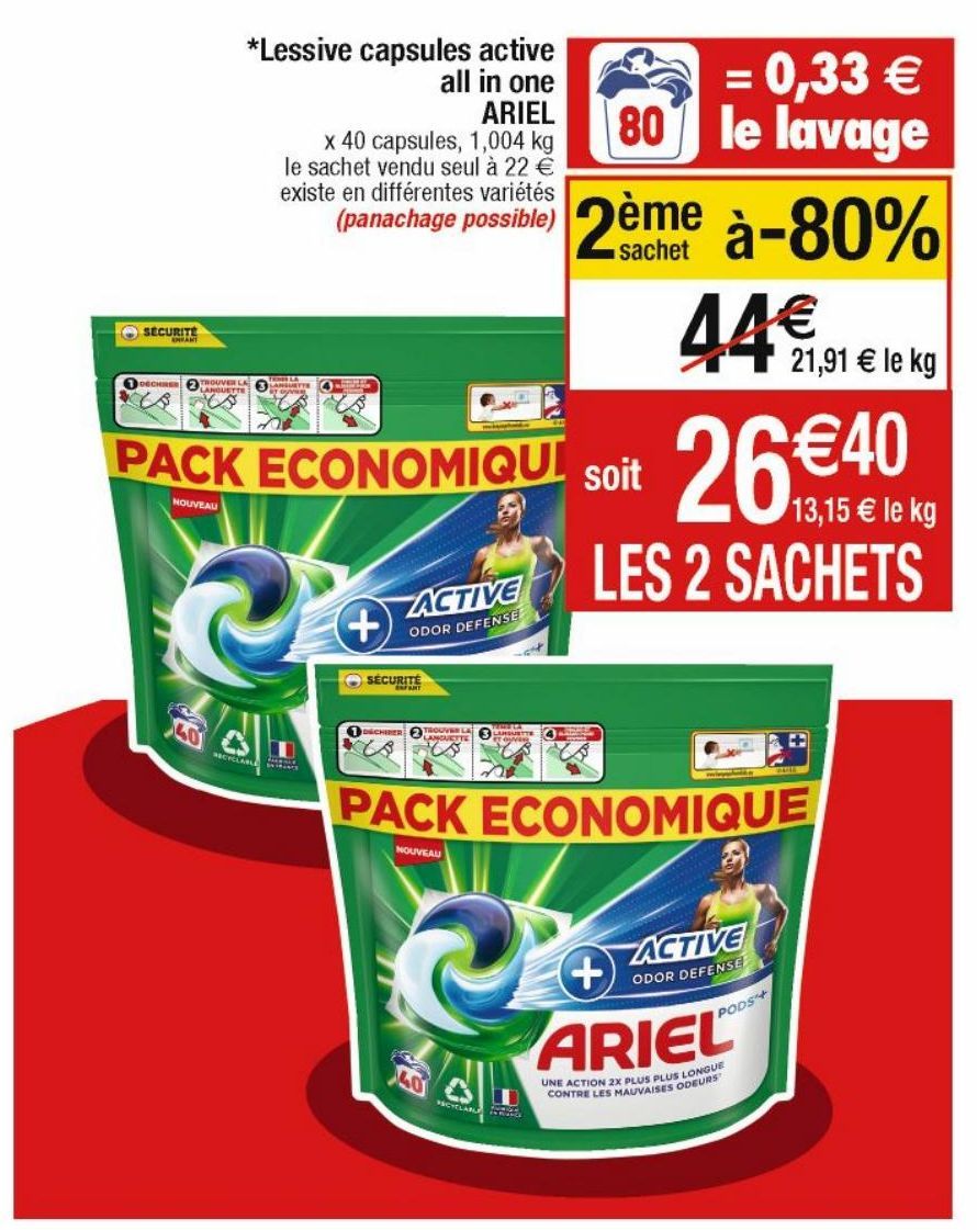 lessive en capsules Ariel