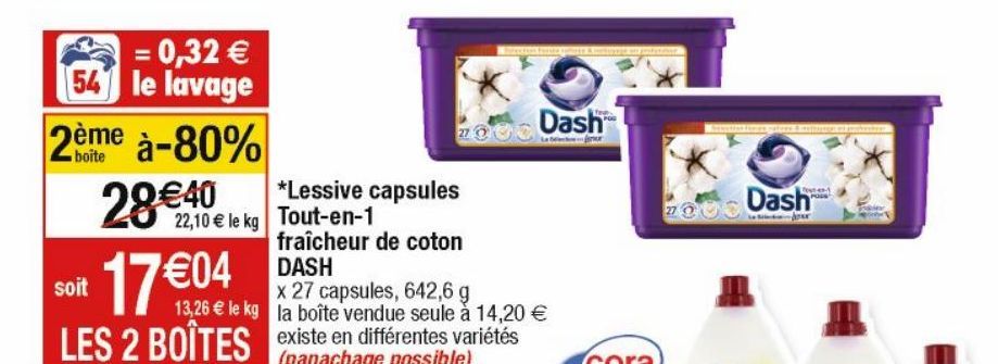 lessive en capsules Dash