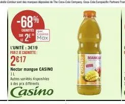 -68%  carnettes 2² max  casino  l'unité: 3€19 par 2 je cagnotte:  2017  nectar mangue casino il  autres variétés disponibles à des prérents  casino  lounsed  mangu 