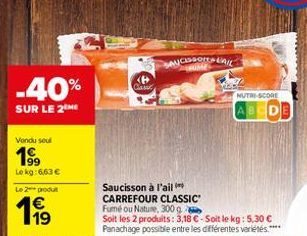 saucisson à l'ail Carrefour