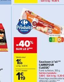 saucisson à l'ail Carrefour