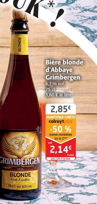 Bière blonde d'Abbaye Grimbergen