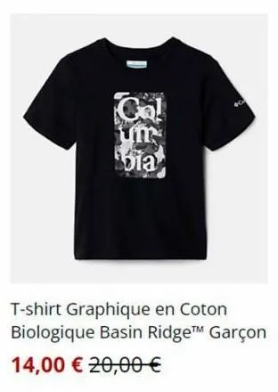 cal um bia  t-shirt graphique en coton biologique basin ridge garçon 14,00 € 20,00 € 