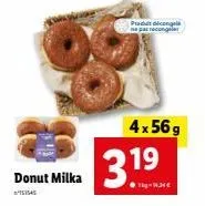 donut milka  produit dicongela ne pas recongele  4x56g  37.⁹ 