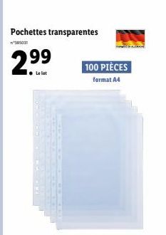 Pochettes transparentes  משנית  2  100 PIÈCES format A4 