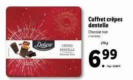 deluxe crêpes  dentelle  coffret crêpes dentelle  chocolat noir  wyse  270 g  6.99 