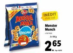 +6011-Resta  Vico  MONSTA MONCH  abre  ORIGINAL  Lot  INÉDIT  chez Lidl  Monster Munch  5617830  2x 135 g  265 