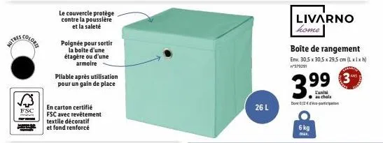 fsc  le couvercle protège contre la poussière et la saleté  poignée pour sortir la boîte d'une étagère ou d'une armoire  pliable après utilisation pour un gain de place  en carton certifié fsc avec re