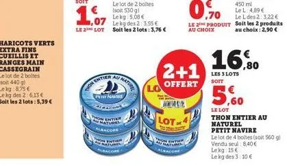 haricots verts extra fins cueillis et ranges main cassegrain le lot de 2 boites (soit 440 g) lekg: 8,75 € le kg des 2:6,13€ soit les 2 lots: 5,39 €  ,07  le 2 lot  now  le kg des 2: 3,55 € soit les 2 