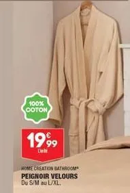 100% coton  1999  twit  home creation bathroom peignoir velours du s/m au l/xl. 