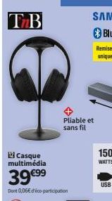 TB  iCasque multimédia  Pliable et  sans fil  USB 