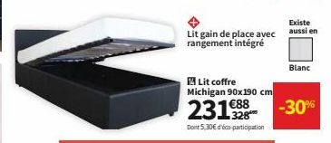 Lit gain de place avec rangement intégré  Lit coffre Michigan 90x190 cm  23198  Dont 5,30€ d'éco-participation  Existe aussi en  Blanc  -30% 