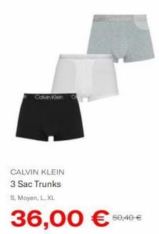 Calvin Klein  CALVIN KLEIN 3 Sac Trunks  S, Moyen, L, XL  36,00 €  50,40 € 