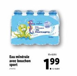 Eau minérale avec bouchon sport  SOURCE Montagne  12x 0,33L  1.9⁹⁹ 