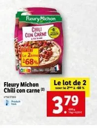 paptaim  coled  order  le 2ème  68%  fleury michon  chili con carne  40 ma  37  600  79  le lot de 2  dont le 2 -68% 