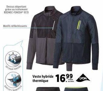 Dessus déperlant grâce au traitement BIONIC-FINISH ECO  Motifs réfléchissants  SECHAGE  EVACUEL  RAPIDE  Veste hybride 16.⁹⁹ 99 LYCRA  thermique  