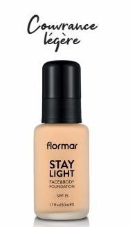 Couvrance légère  flormar  STAY LIGHT  FACE&BODY FOUNDATION  SPF 15  1750 