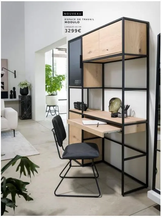 prec  3299€  modulo largeur 141 cm  espace de travail  nouveau 