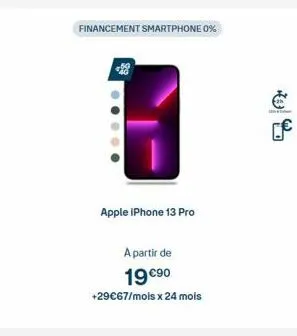 financement smartphone 0%  apple iphone 13 pro  a partir de  19 €90  +29€67/mois x 24 mois 