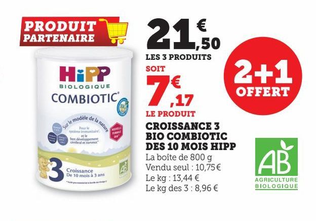 CROISSANCE 3 BIO COMBIOTIC DES 10 MOIS HIPP