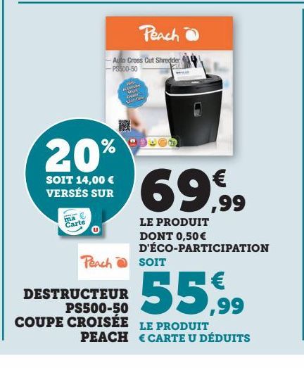 DESTRUCTEUR  PS500-50 COUPE CROISÉE PEACH