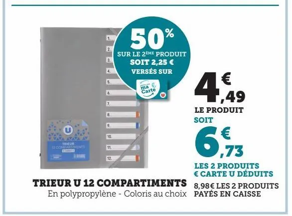 trieur u 12 compartiments