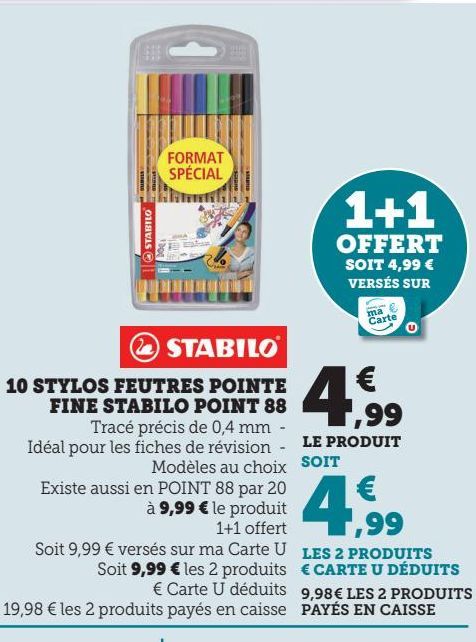 10 STYLOS FEUTRES POINTE  FINE STABILO POINT 88  