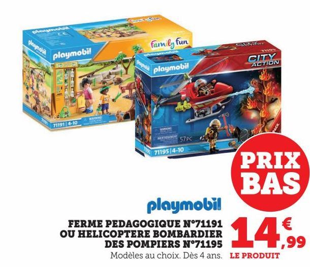 FERME PEDAGOGIQUE N°71191 OU HELICOPTERE BOMBARDIER DES POMPIERS N°71195 