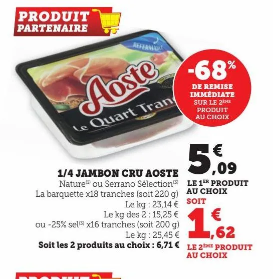 1/4 jambon cru aoste