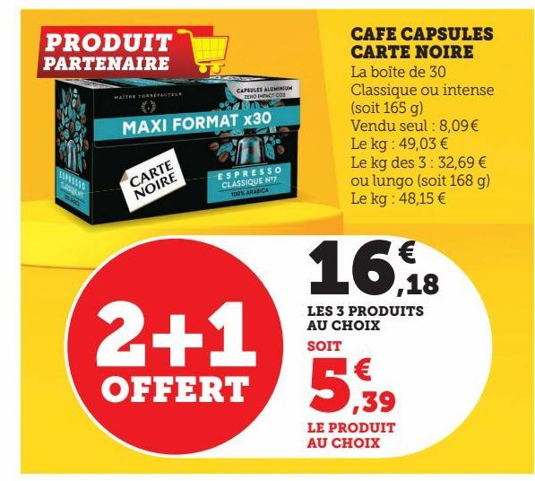 CAFE CAPSULES CARTE NOIRE