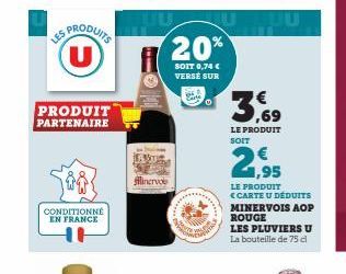 MINERVOIS AOP ROUGE  LES PLUVIERS U 