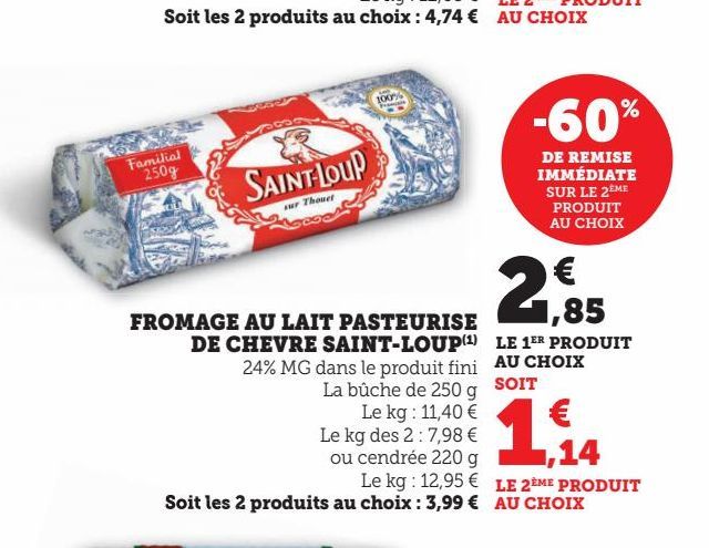 FROMAGE AU LAIT PASTEURISE DE CHEVRE SAINT-LOUP