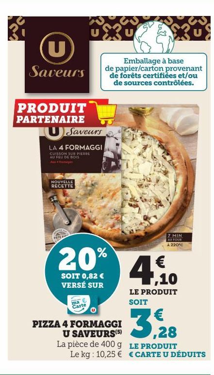 PIZZA A 4 FORMAGGI  U SAVEURS