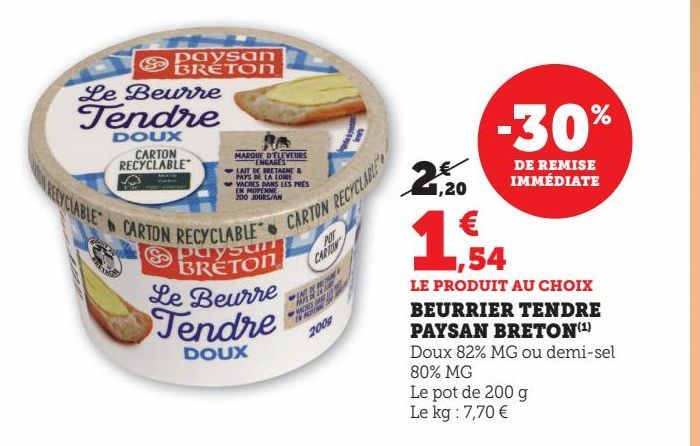 BEURRIER TENDRE PAYSAN BRETON