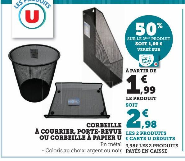 CORBEILLE A COURRIER, PORTE-REVUE OU CORBEILLE A PAPIER U