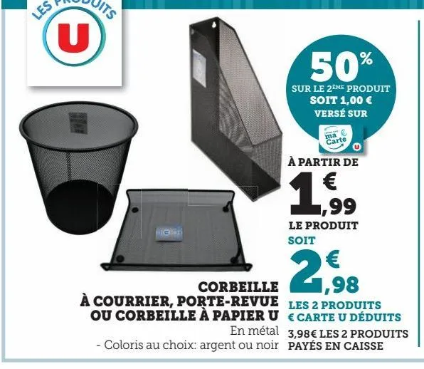 corbeille a courrier, porte-revue ou corbeille a papier u