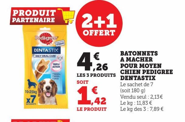 BATONNETS A MACHER POUR MOYEN CHIEN PEDIGREE DENTASTIX